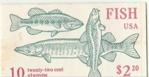 Fish (Tuna, Bass, Catfish) Booklet of 10 Stamps 22 Cent - Picture 1 of 1