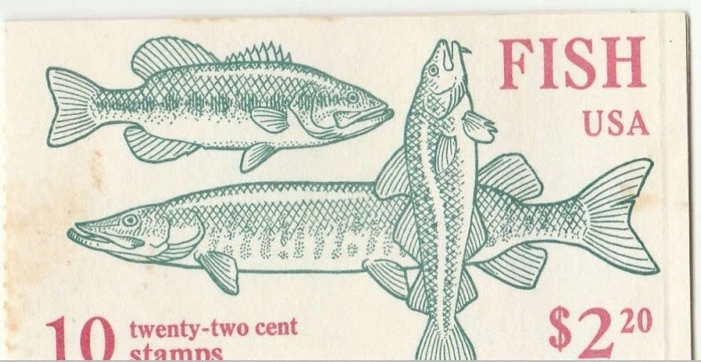 Fish (Tuna, Bass, Catfish) Booklet of 10 Stamps 22 Cent - Image 1 of 1