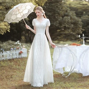 White lace vintage wedding dress, dress - Picture 1 of 17