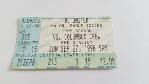 old used ticket DC UNITED - COLUMBUS CREW 27.09.1998 Cover