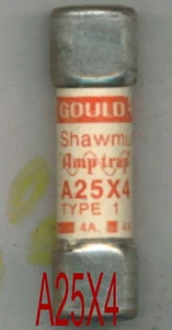 SHAWMUT A25X4 SICHERUNG A25X 4 4 AMP 250 VOLT TYP 1 - Bild 1 von 2