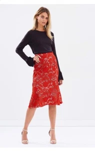 Cooper St Skirt 10 Red Lace Excellent Condition - Picture 1 of 18