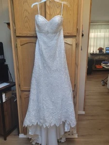 Lace Overlay A-Line Wedding Dress Trivate Collection Sz 10?? **See Measurments** - Picture 1 of 24