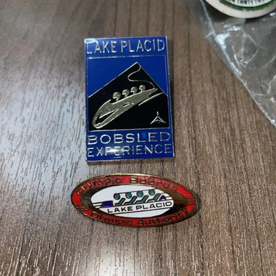2 Lake Placid Olympics Bobsled Lapel Pin 1.5" Badge Experience Olympic Center - Image 1 of 4