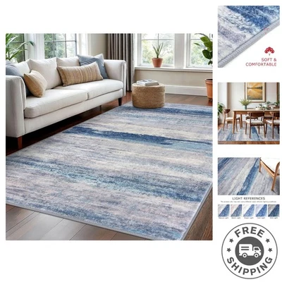 Tapete de área lavável 5x7 - Design abstrato ombre luxuoso para espaços elegantes - Imagem 1 de 4