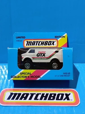 80s MATCHBOX CHEVROLET 4x4 VAN #68 WHITE CASTROL RACING TEAM OFF-ROAD LIFTED  - Image 1 of 4