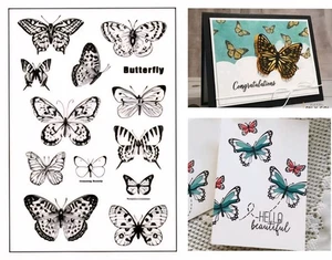 Hermosas estampillas de goma artesanales de mariposas saludos ala de cristal sello parantica - Imagen 1 de 3
