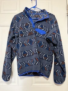 Patagonia Synchilla Navy Blue Aztec Pattern Youth XXL 16-18 Fleece Pullover Kids - Picture 1 of 9