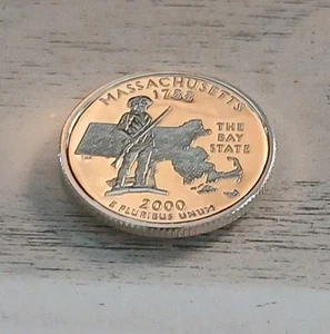 2000-S camafeo PRUEBA 90% PLATA "Massachusetts" Washington Quarter! ¡Envío gratis! - Imagen 1 de 6