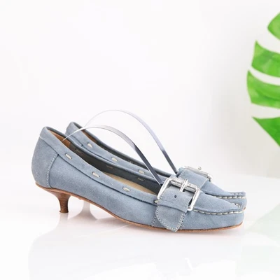 Michael Michael Kors Zapatos Mujer Talla 6 Azul Gamuza Gatito Tacón Mocasines Hebilla Foto 1 de 4