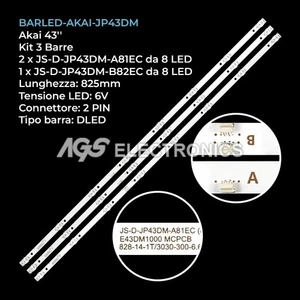 KIT 3 BARRE STRIP LED TV AKAI JS-D-JP43DM-A81EC/B81EC/B82EC E43DM1000 - Imagen 1 de 1