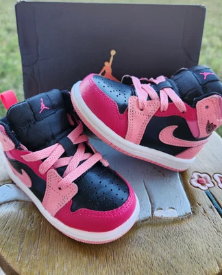 Jordan Retro 1 Mid "Pinksicle/Coral Chalk" Niñas Niño 6C Foto 1 de 4