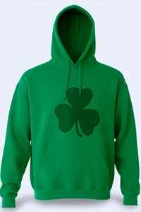 Kleeblatt Hoodie mit funkelnden Kristallen vorne und hinten in irischem Grün - Bild 1 von 3