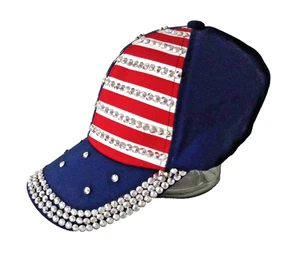 Women’s USA Patriotic Baseball Cap Hat Stars & Stripes Rhinestones Adjustable - Picture 1 of 12