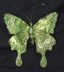 New Clip Butterfly Christmas Ornament Craft Wedding Wreath Decoration Green Gold - Picture 1 of 1