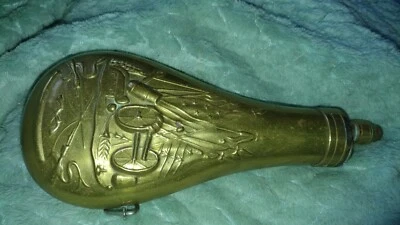 HECHO EN ITALIA FRASCO DE POLVO de latón en relieve banderas de cañón rifle dragón Foto 1 de 4