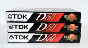TDK Audio Cassette Tape High Output 60 Minutes D60 Three New in Pack - Picture 1 of 9