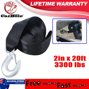 Heavy-Duty 3300 lbs Car Tow Rope Cable Towing Strap With Hooks For Emergency - Picture 1 of 10