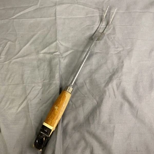 Vintage Ekco servizio intaglio carne forchetta manico legno nero USA utensile fattoria - Foto 1 di 7