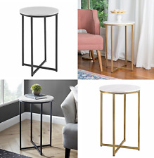 ROUND BLACK OR GOLD SIDE COFFEE TABLE LIVING ROOM BEDROOM METAL X FRAME