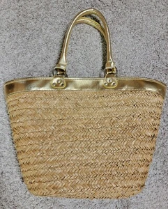VICTORIA SECRET WOMEN'S STRAW TOTE PURSE DOUBLE STRAP HANDLES - Picture 1 of 5