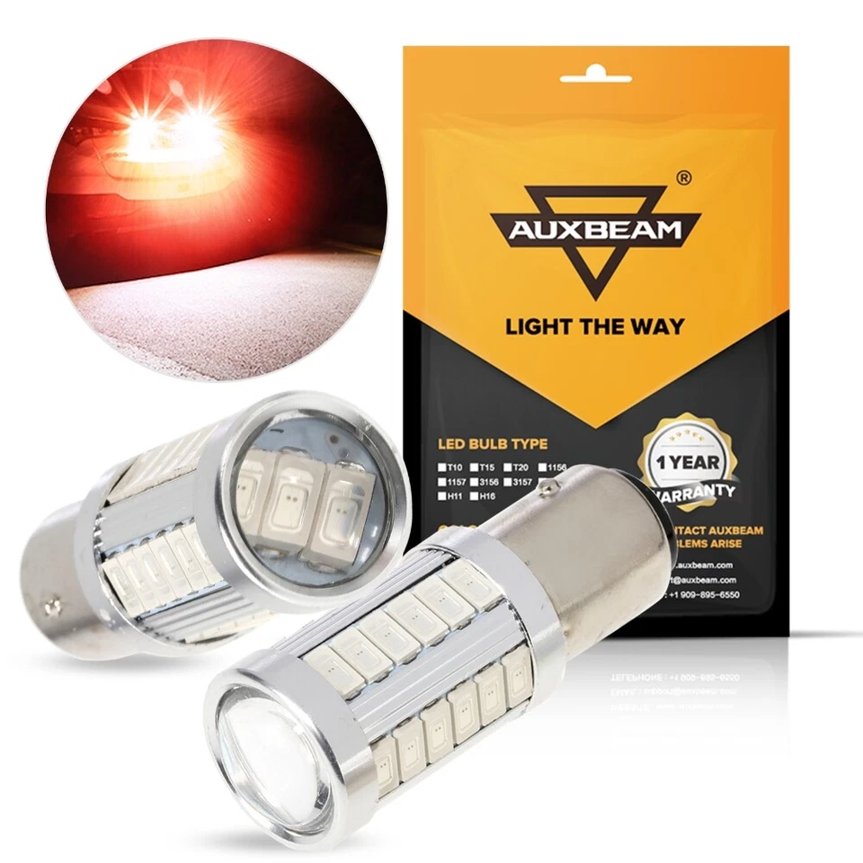 AUXBEAM 1157 Red LED Brake Light Bulb For Ford F-150 1975-1987 F-250 F-350 58-87 - Image 1 of 4