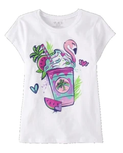 New White TCP The Children's Place Flamingo Drink Tee Shirt Size S 5-6 NWT - Picture 1 of 2