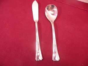 2 Pieces Oneida Bordeaux Sugar Spoon & Master Butter Knife Spreader Stainless C - Picture 1 of 5