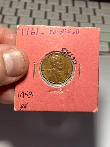 1961 D United States 1 Cent Error Coin - Double Die Cover