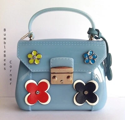 Bolso de Mano FURLA CANDY BON BON Azul FLORAL EDICIÓN LIMITADA Metropolis Mini Bandolera Nuevo con Etiquetas Foto 1 de 4