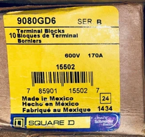 SQUARE D 9080GD6 TERMINAL BLOCKS 170A 600V (PRO BOX VON 10) NEU VERSANDBEREIT - Bild 1 von 1
