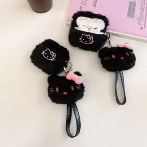 For Apple AirPods 4 3 2 1 Pro 2 Hello Kitty Cute Cartoon Plush Fluffy Case Cover - Picture 1 of 9