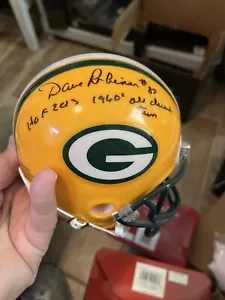 Mini casco firmato Packers Dave Robinson Hof 13 anni 60 tutti i decenni Packers - Foto 1 di 3