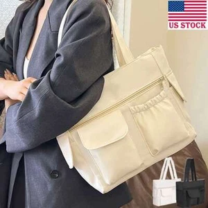 Large Capacity Canvas Solid Versatile Handbag for Commuter Women's Bag Shopping - Picture 1 of 20