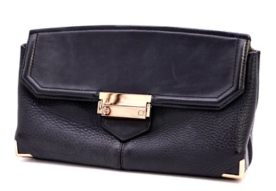 ALEXANDER-WANG Clutch Handbag Purse Flap Square Soft Cow Leather Black Authentic - image 1 of 4