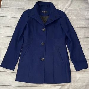 INC International Navy Wool Blend Peacoat Jacket Women’s L Winter Warm - Picture 1 of 7