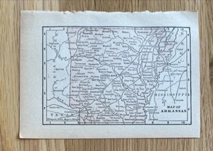 1895 Arkansa Map Antique vintage small 3.5” x 5.5” Home decor rare mini Maps AR - Picture 1 of 2