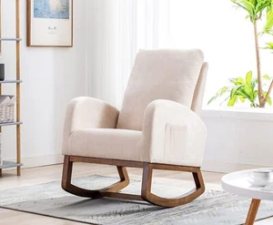 Modern Accent Rocking Chair Upholstered Nursery Glider Rocker for Baby and Kids - Picture 1 of 7