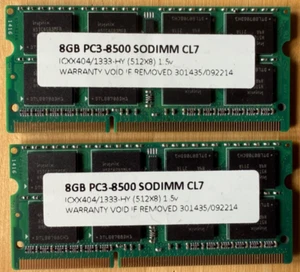 16GB PC3-8500 SODIMM CL7 Memory (2x 8GB) - Afbeelding 1 van 1