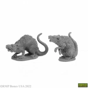 Reaper Miniatures 07035 BARROW RATS (2) Bones USA Plastic Mini D&D 77198 - Picture 1 of 3