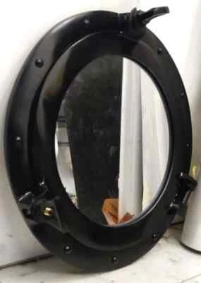 Antique Black  Finish Maritime Ship Boat Porthole  24 inch Round Window Mirror - Image 1 of 4
