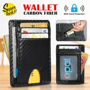 RFID Blocking Purse Flip Leather Wallet Slim Credit Card Holder Mens Money Clip - Picture 1 of 8