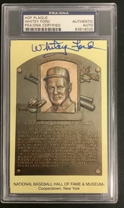 Whitey Ford Signed Gold Plaque Postcard HOF Autograph Yellow Yankees PSA/DNA #2 - Picture 1 of 2