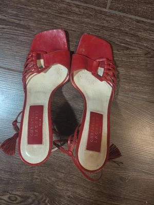 Christian Lacroix Sexy Vintage Rojo Borla Correa Tobillo Tacones 38.5/8.5 Foto 1 de 4
