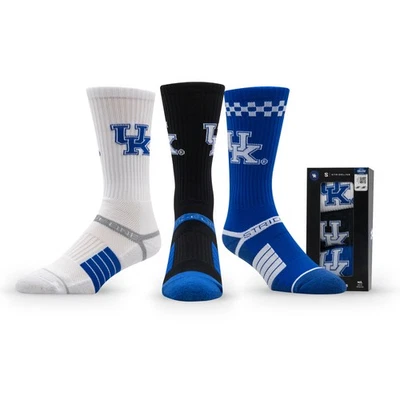 Unisex Strideline Kentucky Wildcats Premium Knit Crew Socks Three-Pack - Image 1 of 3