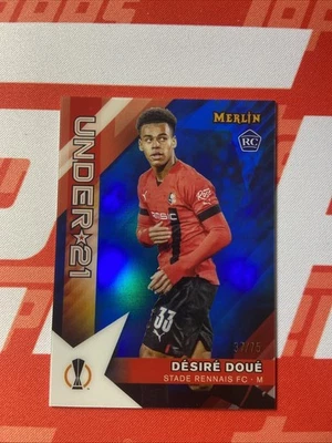 2022-23 Topps Merlin UEFA Club U21 Desire Doue #U21-16 Blue Refractor /75 (RC) - Image 1 of 4
