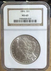 1896 MORGAN DOLLARO D'ARGENTO NGC CLASSIFICATO MS-63 - Foto 1 di 6