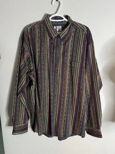 Mareh Vintage Button Down Hemd Gr. Medium gestreift abstrakter Print - Bild 1 von 6