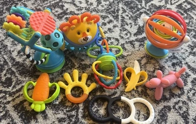 Baby Teething and Play Lot of 9 Used Baby Items Various Brands See Photos - Image 1 of 2