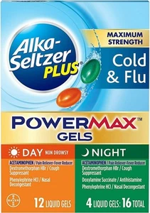 Alka Seltzer Plus Non-Drowsy Max Strength Cold & Flu Day & Night Liquid Gel 16Ct - Picture 1 of 2